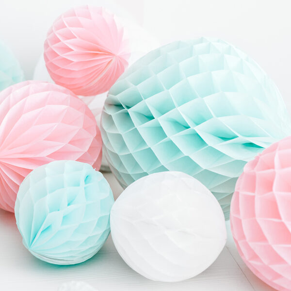 BOULE ALVEOLE ROSE PASTEL 10CM