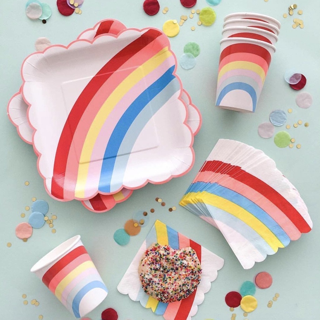 GRANDES ASSIETTES ARC-EN-CIEL NEON