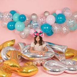 5 BALLONS IMPRIMÉS CONFETTIS - BLEU