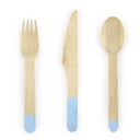 COUVERTS EN BOIS BLEU PASTEL