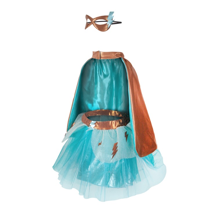 TUTU SUPER DUPER AVEC MASK &amp; CAPE TURQUOIS 4-6ANS