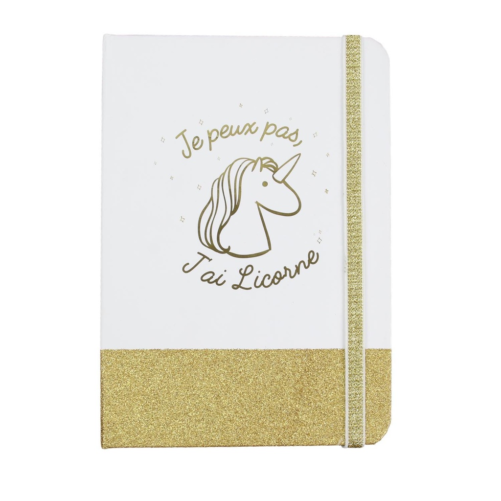 CARNET DE NOTES PAILLETTES LICORNE OR