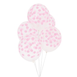 [MLD-BACONRO] 5 BALLONS IMPRIMÉS CONFETTIS - ROSE