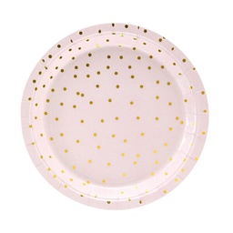 [TPP50-081J] ASSIETTES ROSE PASTEL POIS OR