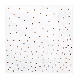 [SP33-88-008] SERVIETTES BLANCHE PASTEL POIS OR ROSE