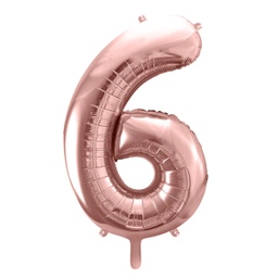 [FB1M-6-019R] BALLON CHIFFRE « 6 » OR ROSE 86cm