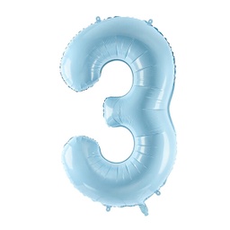 [FB1P-3-001J] BALLON CHIFFRE « 3 » BLEU CIEL 86cm