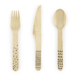 [SDR11-010] COUVERTS EN BOIS MOTIF NOIR